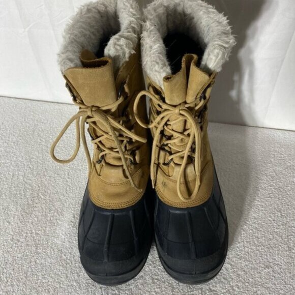 Vintage Kamik Alborg Tan Leather W Rubber Lace Up Winter Boots 11 - Picture 2 of 16